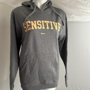 Hero Sensitive gray pocket logo hoodie